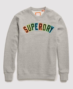 Superdry New House Rules Applique Crew Férfi Pulóver Titán | CDMHL1964